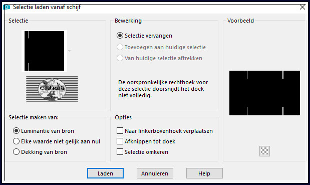 Selecties - Selectie laden/opslaan - Selectie laden vanaf schijf : SELECTION 8 181
